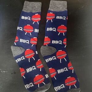 Men's Navy BBQ Pattern Crew Socks